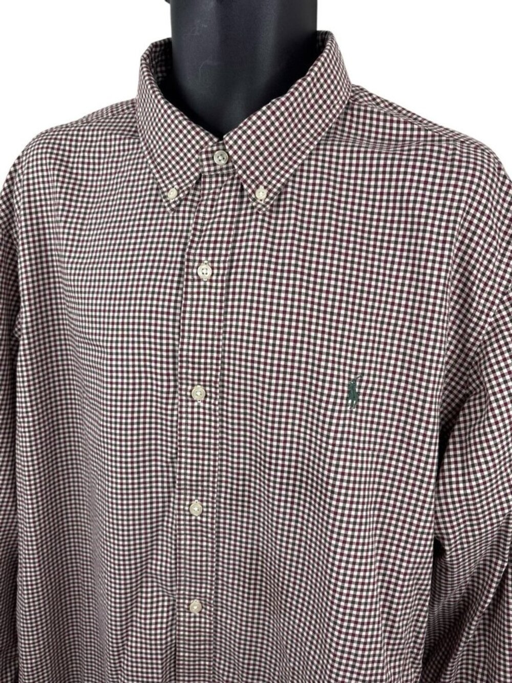 Polo Ralph Lauren Custom Fit Gingham Button Down Oxford Shirt Men XXL Burgundy